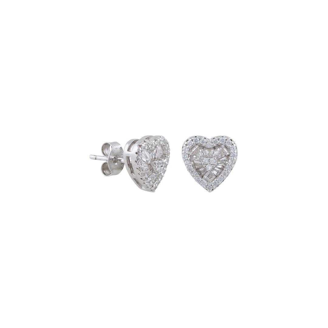 Mini Heart Baguette Earrings