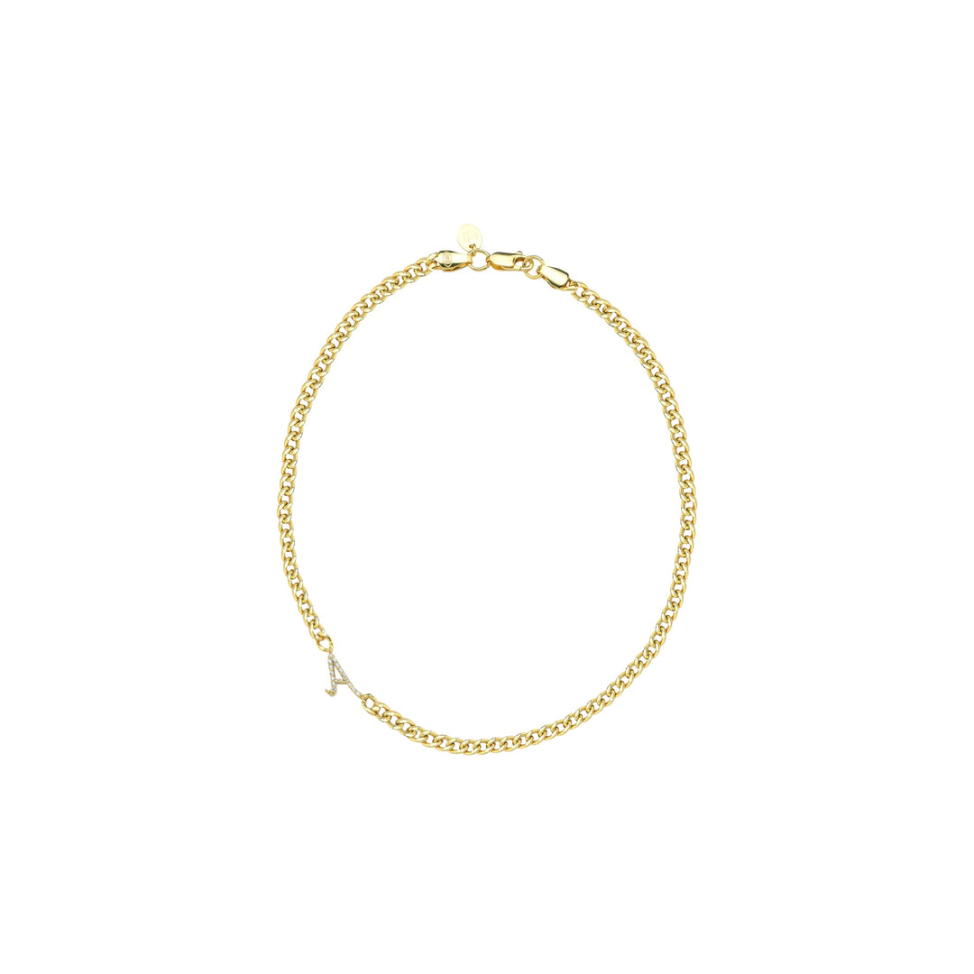 Double Sided Diamond Mounted Letter Gourmet Necklace Medium