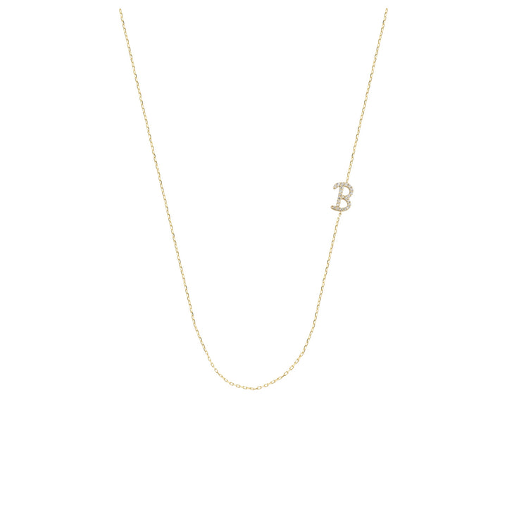 Double Sided Diamond Mounted Letter Necklace