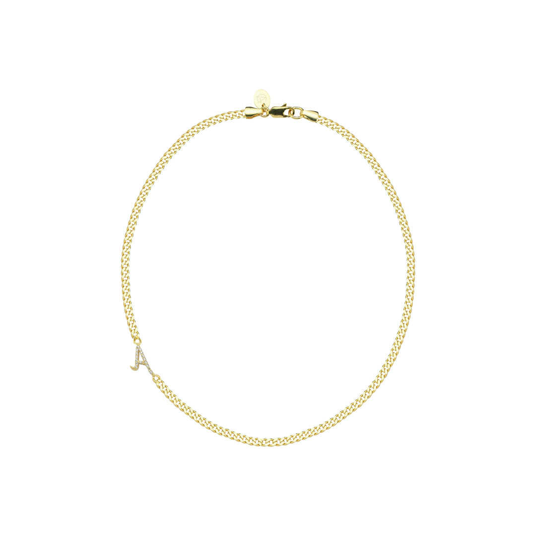 Double Sided Diamond Mounted Letter Gourmet Necklace Small