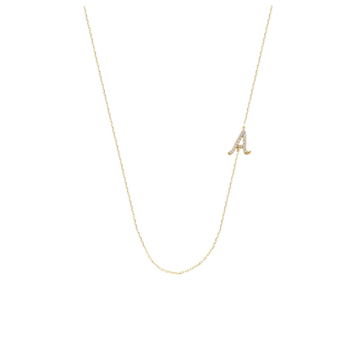 Double Sided Diamond Mounted Letter Necklace