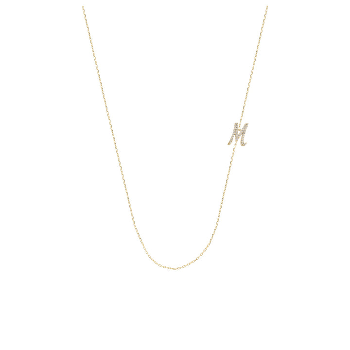 Double Sided Diamond Mounted Letter Necklace