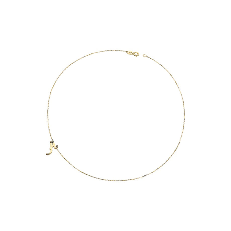 14K Small Initial Neklace witd Diamonds