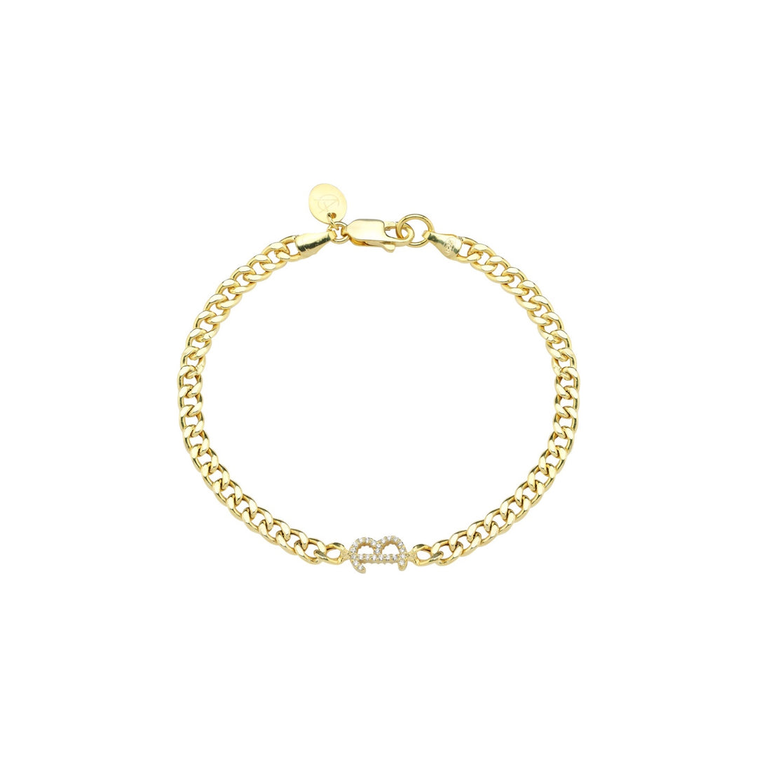 Double Sided Diamond Mounted Letter Gourmet Bracelet