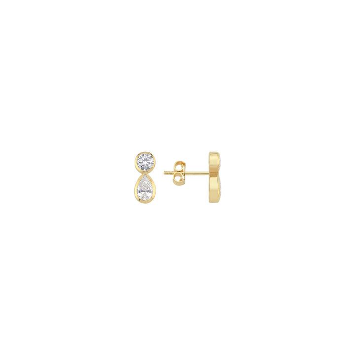 Bezel Round Pear Cut Küpe