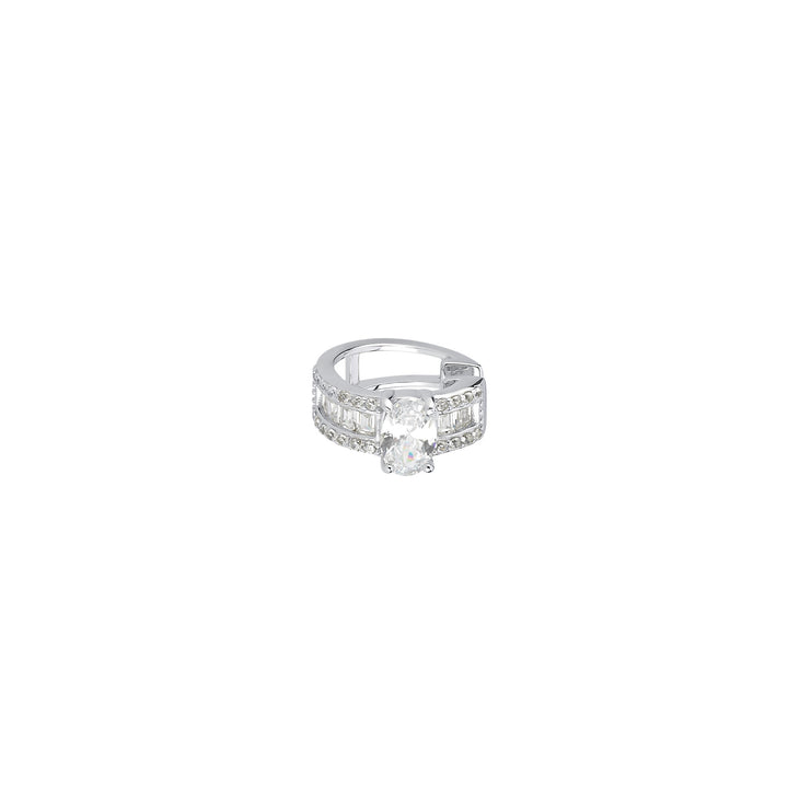 Baguette Earcuff with Oval Diamond