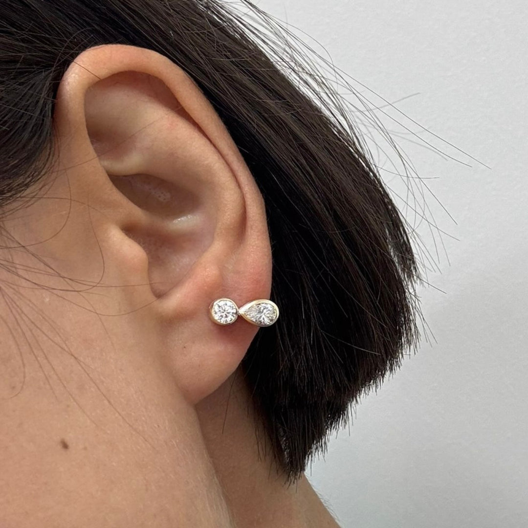Bezel Round Pear Cut Küpe