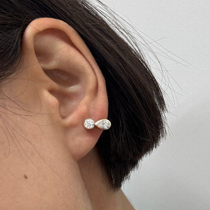 Bezel Round Pear Cut Küpe