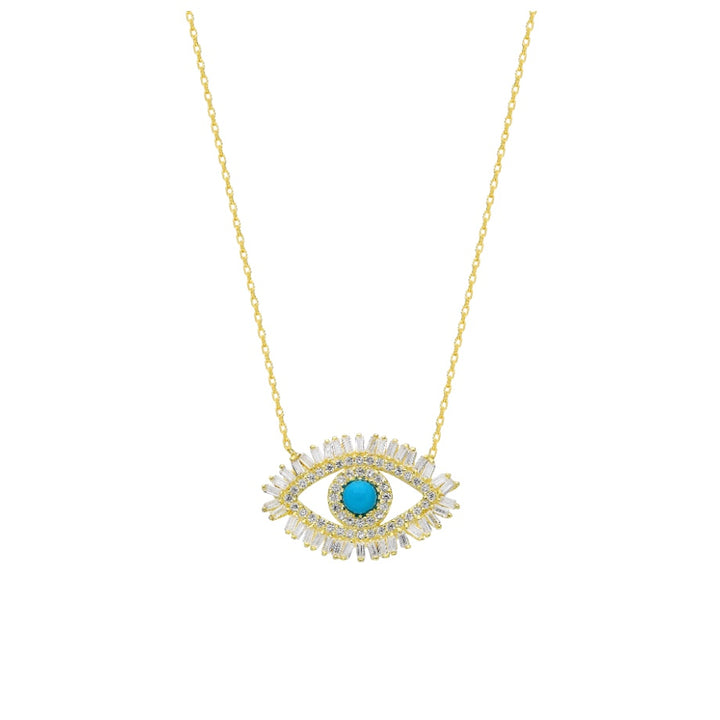 Golden Age Baguette Evil Eye Necklace