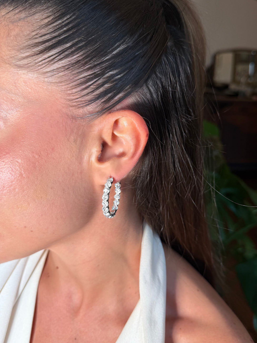 Pave Hoop Moissanite Halka Küpe