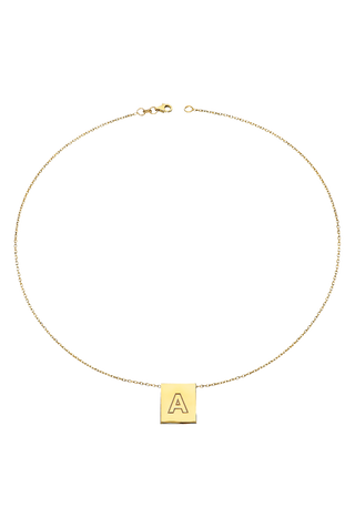 14K Willow Tag Initial Necklace
